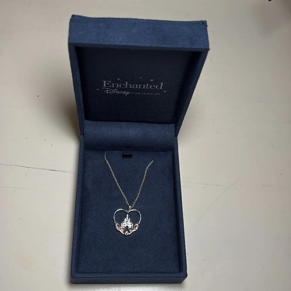 Enchanted Disney Fine Jewelry Diamond Majestic Princess Castle Pendant Necklace - Picture 4 of 6